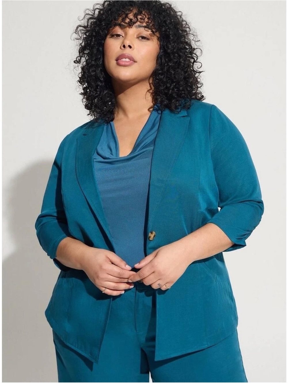 NWT Torrid Studio Linen Blazer Teal